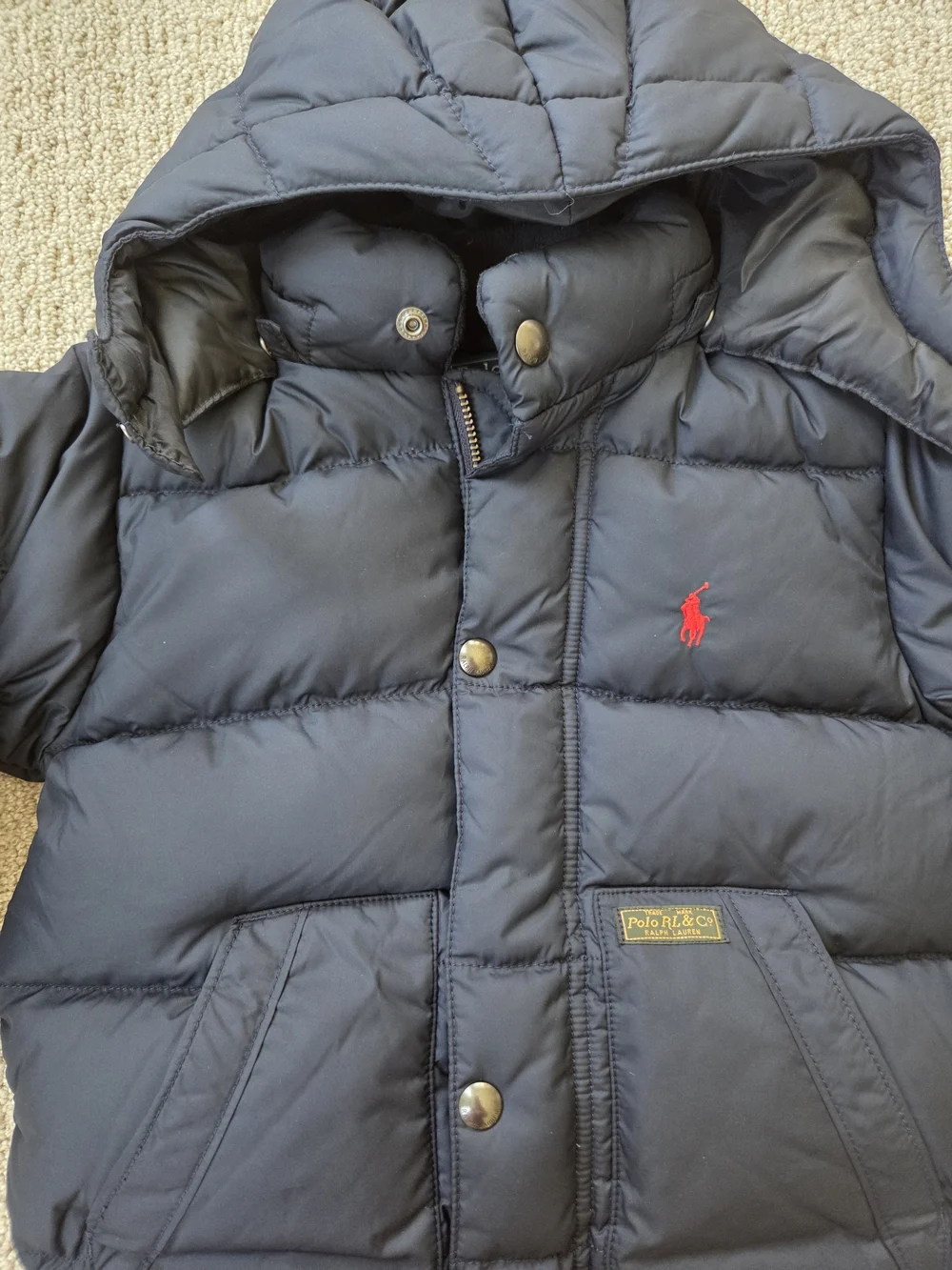 Ralph Lauren Navy Puffer Jacket with Hood